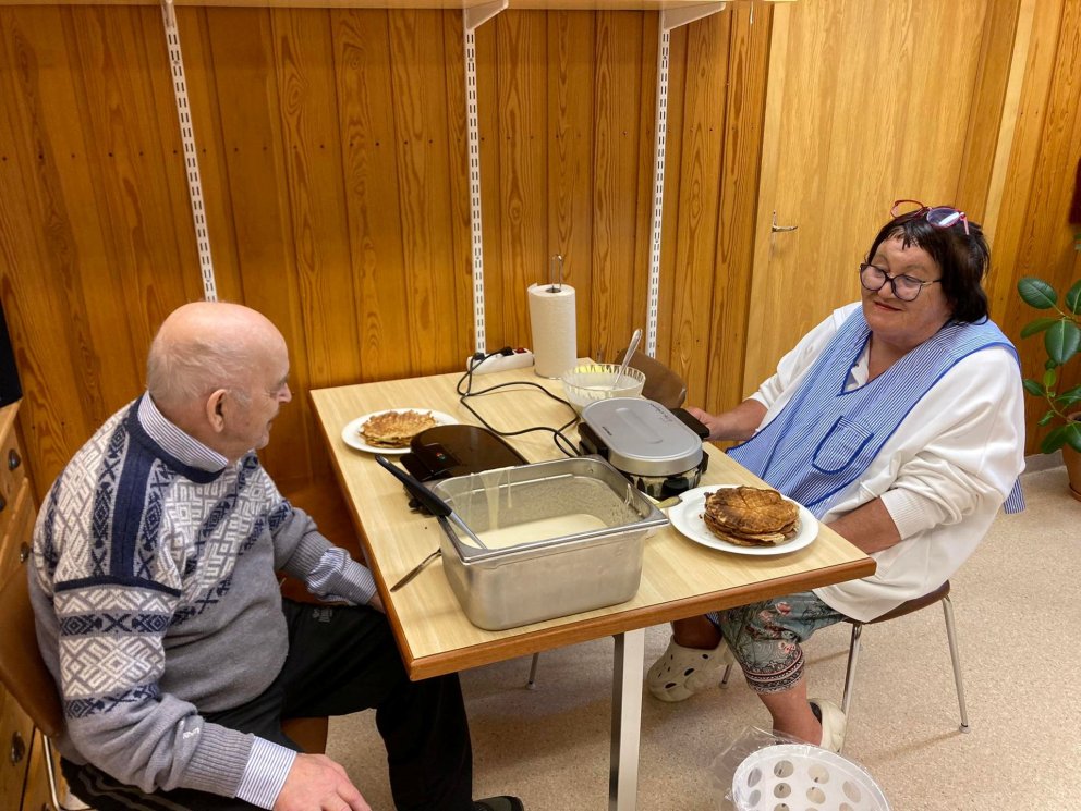 Vöfflubakstur í rigningarsúld