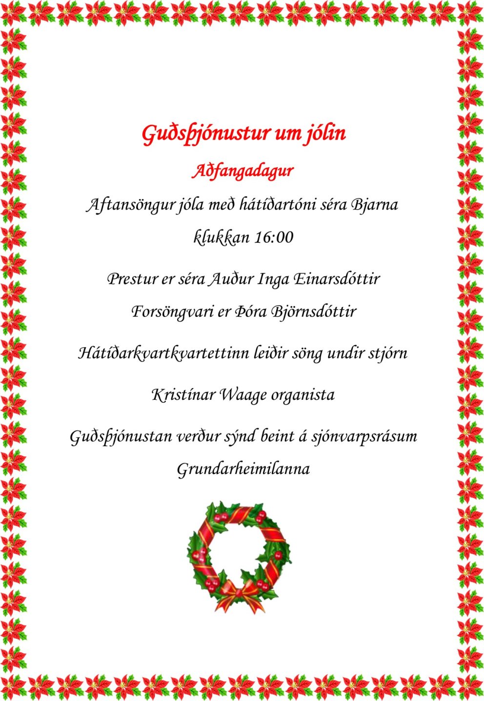 Hátíðaguðsþjónusta aðfangadag