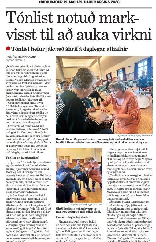 Tónlist í umönnun á Grundarheimilunum