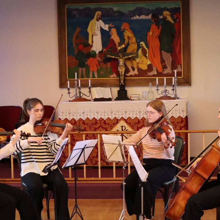 Strengjakvartett hélt tónleika í hátíðasal